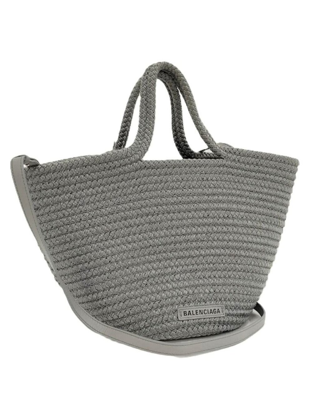 Balenciaga Ibiza Basket 2-Way Shoulder Bag Nylon Lambskin Gray